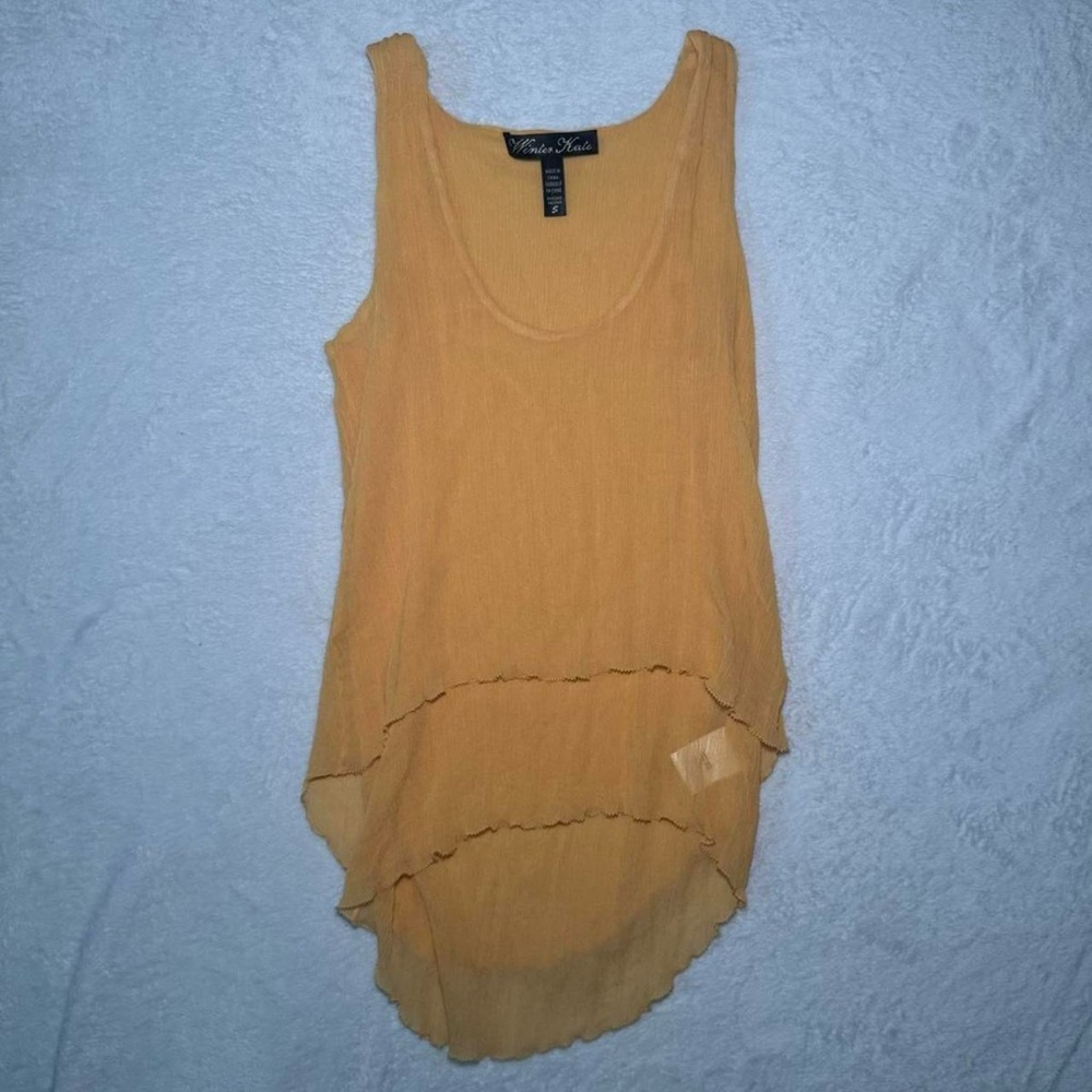 Vintage 90s Y2K Pastel Orange Silk Flowy Fairy Boho Top - Picture 3 of 7